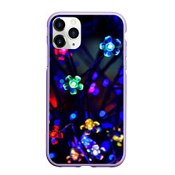 Чехол iPhone 11 Pro матовый Цветочки фонарики, цвет: 3D-светло-сиреневый