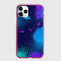 Чехол iPhone 11 Pro матовый Брызги краски, цвет: 3D-малиновый