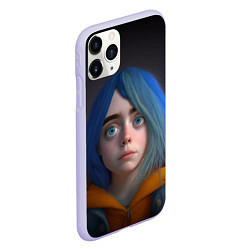 Чехол iPhone 11 Pro матовый Билли Айлиш портрет, цвет: 3D-светло-сиреневый — фото 2