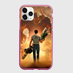 Чехол iPhone 11 Pro матовый Serious Sam, цвет: 3D-малиновый