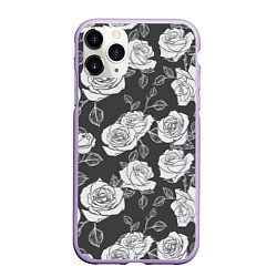 Чехол iPhone 11 Pro матовый Нарисованные белые розы
