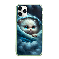 Чехол iPhone 11 Pro матовый Котик в одеяльце в облаках