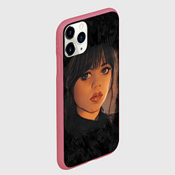 Чехол iPhone 11 Pro матовый Портрет Уэнздей Аддамс, цвет: 3D-малиновый — фото 2
