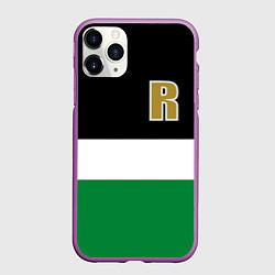 Чехол iPhone 11 Pro матовый Буква R цветные полосы