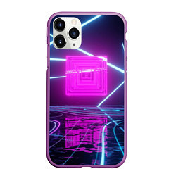 Чехол iPhone 11 Pro матовый Неоновое окно, цвет: 3D-фиолетовый