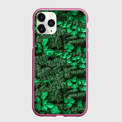 Чехол iPhone 11 Pro матовый Текстура листвы, цвет: 3D-малиновый