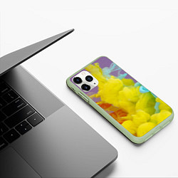 Чехол iPhone 11 Pro матовый Абстрактные разноцветные объёмные дымы, цвет: 3D-салатовый — фото 2