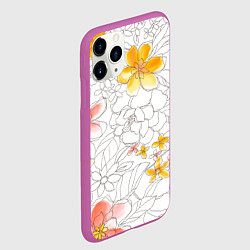 Чехол iPhone 11 Pro матовый Нарисованный цветы - светлый, цвет: 3D-фиолетовый — фото 2