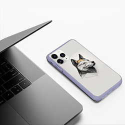 Чехол iPhone 11 Pro матовый Стилизованный пёс в геометрическом стиле, цвет: 3D-светло-сиреневый — фото 2
