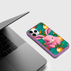 Чехол iPhone 11 Pro матовый Pink rabbit, цвет: 3D-фиолетовый — фото 2