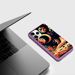 Чехол iPhone 11 Pro матовый Покорение космоса, цвет: 3D-фиолетовый — фото 2