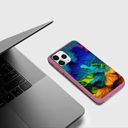 Чехол iPhone 11 Pro матовый Взрыв красок, цвет: 3D-малиновый — фото 2