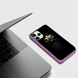 Чехол iPhone 11 Pro матовый Геометрическая золотая лилия, цвет: 3D-фиолетовый — фото 2
