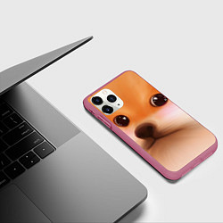 Чехол iPhone 11 Pro матовый Милый доге мем, цвет: 3D-малиновый — фото 2
