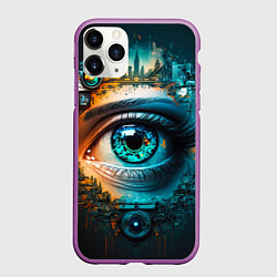 Чехол iPhone 11 Pro матовый Всевидящий глаз, цвет: 3D-фиолетовый