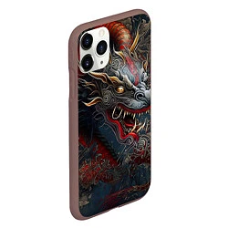 Чехол iPhone 11 Pro матовый Дракон Irezumi, цвет: 3D-коричневый — фото 2