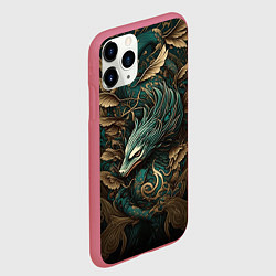 Чехол iPhone 11 Pro матовый Изумрудный Дракон Irezumi, цвет: 3D-малиновый — фото 2