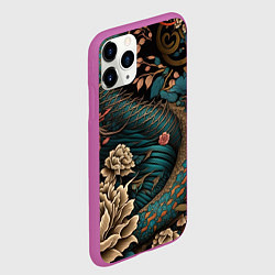 Чехол iPhone 11 Pro матовый Японский змей Irezumi, цвет: 3D-фиолетовый — фото 2