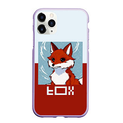 Чехол iPhone 11 Pro матовый Пиксельная лиса с надписью fox, цвет: 3D-светло-сиреневый