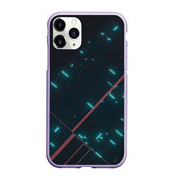 Чехол iPhone 11 Pro матовый Неоновые линии в полной темноте, цвет: 3D-светло-сиреневый
