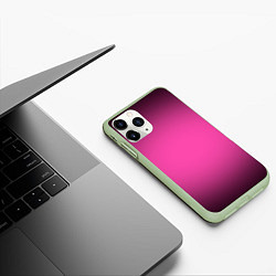 Чехол iPhone 11 Pro матовый Кислотный розовый с градиентом, цвет: 3D-салатовый — фото 2