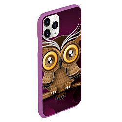 Чехол iPhone 11 Pro матовый Сова на фиолетовом фоне, цвет: 3D-фиолетовый — фото 2