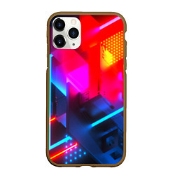 Чехол iPhone 11 Pro матовый Neon stripes color
