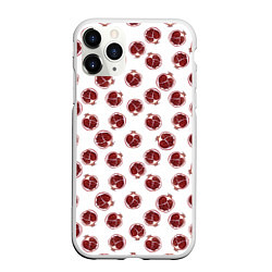Чехол iPhone 11 Pro матовый Гранаты на белом - паттерн, цвет: 3D-белый