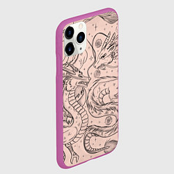 Чехол iPhone 11 Pro матовый Дракон - унесенные призраками: тату на бежевом, цвет: 3D-фиолетовый — фото 2