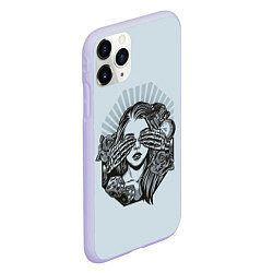 Чехол iPhone 11 Pro матовый Концепция татуировки цикано, цвет: 3D-светло-сиреневый — фото 2