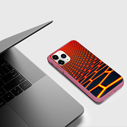 Чехол iPhone 11 Pro матовый Honeycomb yellow cyber, цвет: 3D-малиновый — фото 2