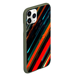 Чехол iPhone 11 Pro матовый Искры огня на полосах, цвет: 3D-темно-зеленый — фото 2