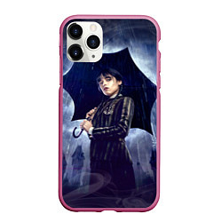 Чехол iPhone 11 Pro матовый Уэнсдей Аддамс с зонтом