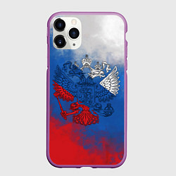 Чехол iPhone 11 Pro матовый Триколор градиент, цвет: 3D-фиолетовый