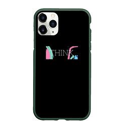 Чехол iPhone 11 Pro матовый Надпись think, цвет: 3D-темно-зеленый