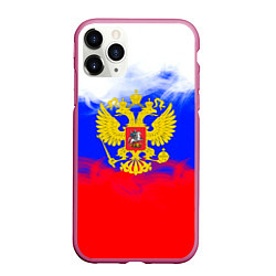 Чехол iPhone 11 Pro матовый Russia флаг герб, цвет: 3D-малиновый