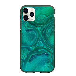 Чехол iPhone 11 Pro матовый Абстракция, сине-зеленая текстура малахита, цвет: 3D-темно-зеленый