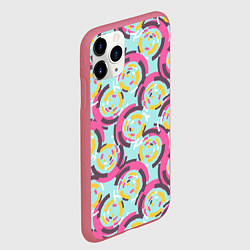 Чехол iPhone 11 Pro матовый Круговой паттерн, цвет: 3D-малиновый — фото 2
