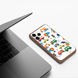 Чехол iPhone 11 Pro матовый Радужные машинки - паттерн, цвет: 3D-коричневый — фото 2