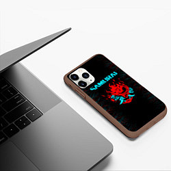 Чехол iPhone 11 Pro матовый Сyberpunk 2077 samurai neon, цвет: 3D-коричневый — фото 2