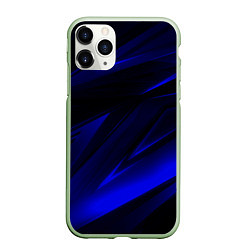 Чехол iPhone 11 Pro матовый Geometry blue stripes, цвет: 3D-салатовый