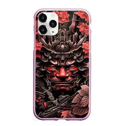 Чехол iPhone 11 Pro матовый Японский демон самурай, цвет: 3D-розовый