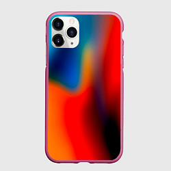 Чехол iPhone 11 Pro матовый Градиент разноцветный, цвет: 3D-малиновый