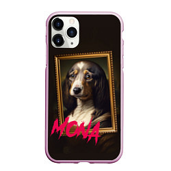 Чехол iPhone 11 Pro матовый Dog Mona Lisa, цвет: 3D-розовый