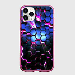 Чехол iPhone 11 Pro матовый Неоновые стильные соты
