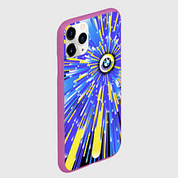Чехол iPhone 11 Pro матовый BMW - neon pattern - Germany, цвет: 3D-фиолетовый — фото 2