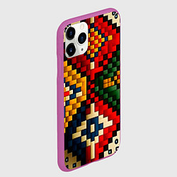 Чехол iPhone 11 Pro матовый Русский узор крестиком, цвет: 3D-фиолетовый — фото 2