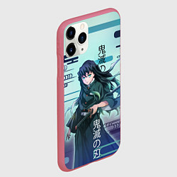 Чехол iPhone 11 Pro матовый Клинок рассекающий демонов - Токито, цвет: 3D-малиновый — фото 2