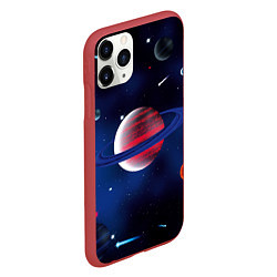 Чехол iPhone 11 Pro матовый Космос, звёзды, цвет: 3D-красный — фото 2
