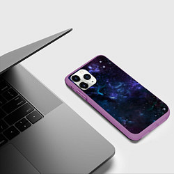Чехол iPhone 11 Pro матовый Сияние галактик Космос, цвет: 3D-фиолетовый — фото 2